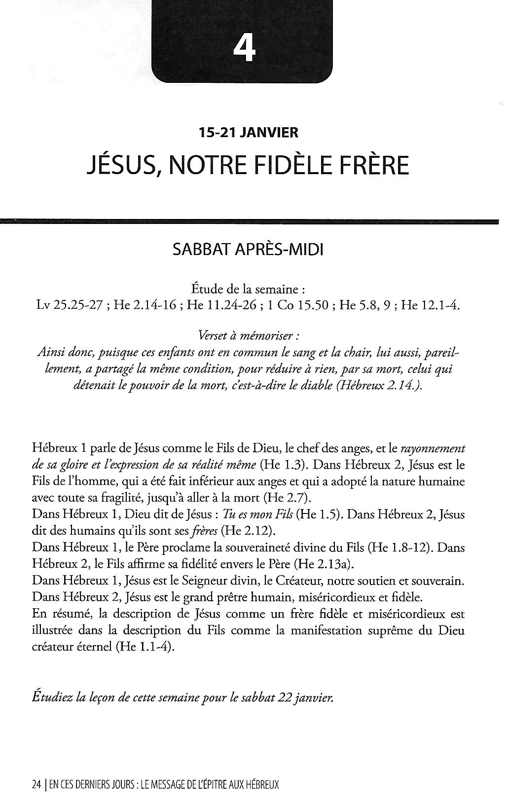 Lecon De L Ecole Du Sabbat Pour Cette Semaine Études / École du sabbat Adulte - 2022-1 - Troisanges.org