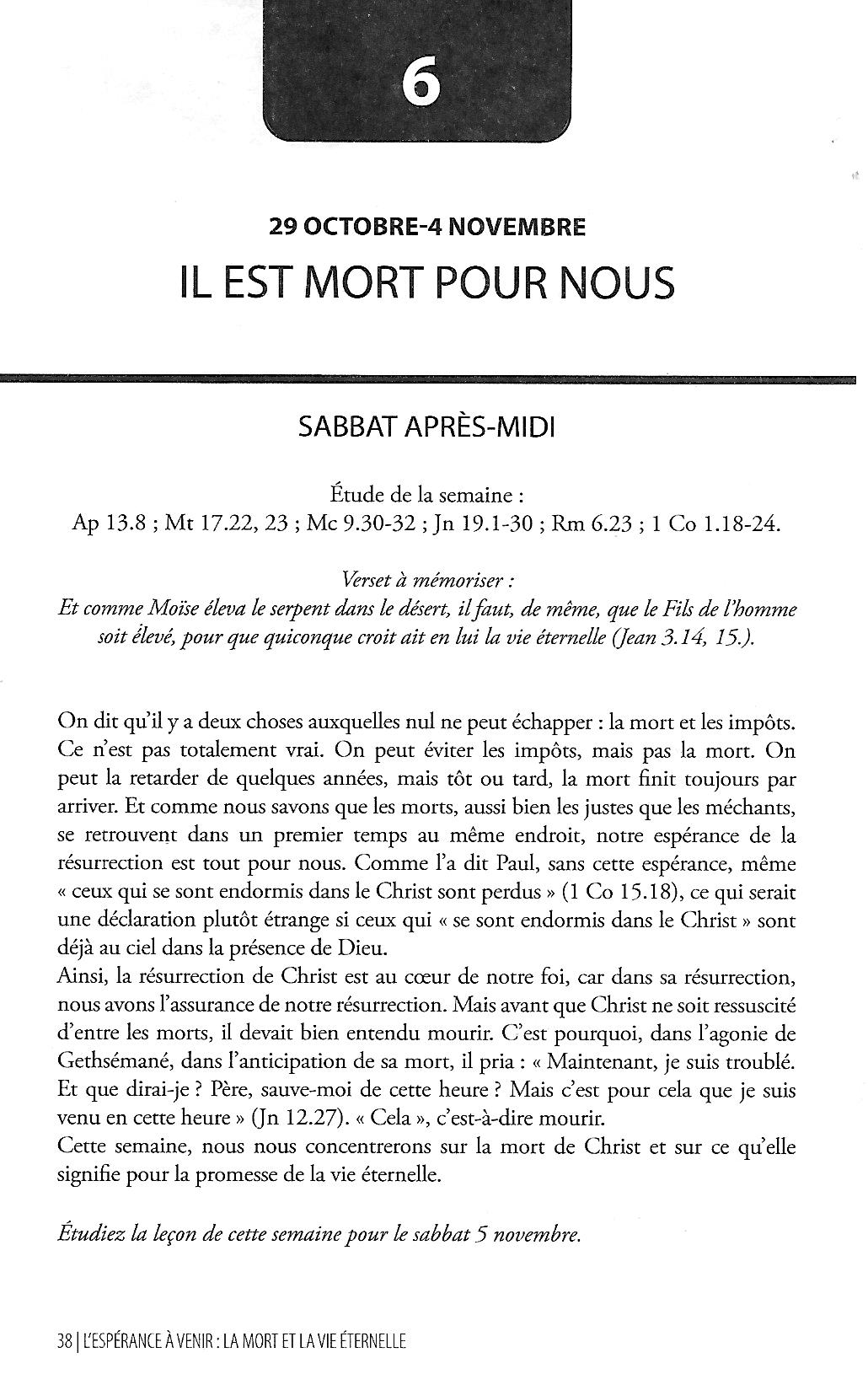 Lecon De L Ecole Du Sabbat Pour Cette Semaine Études / École du sabbat Adulte - 2022-4 - Troisanges.org